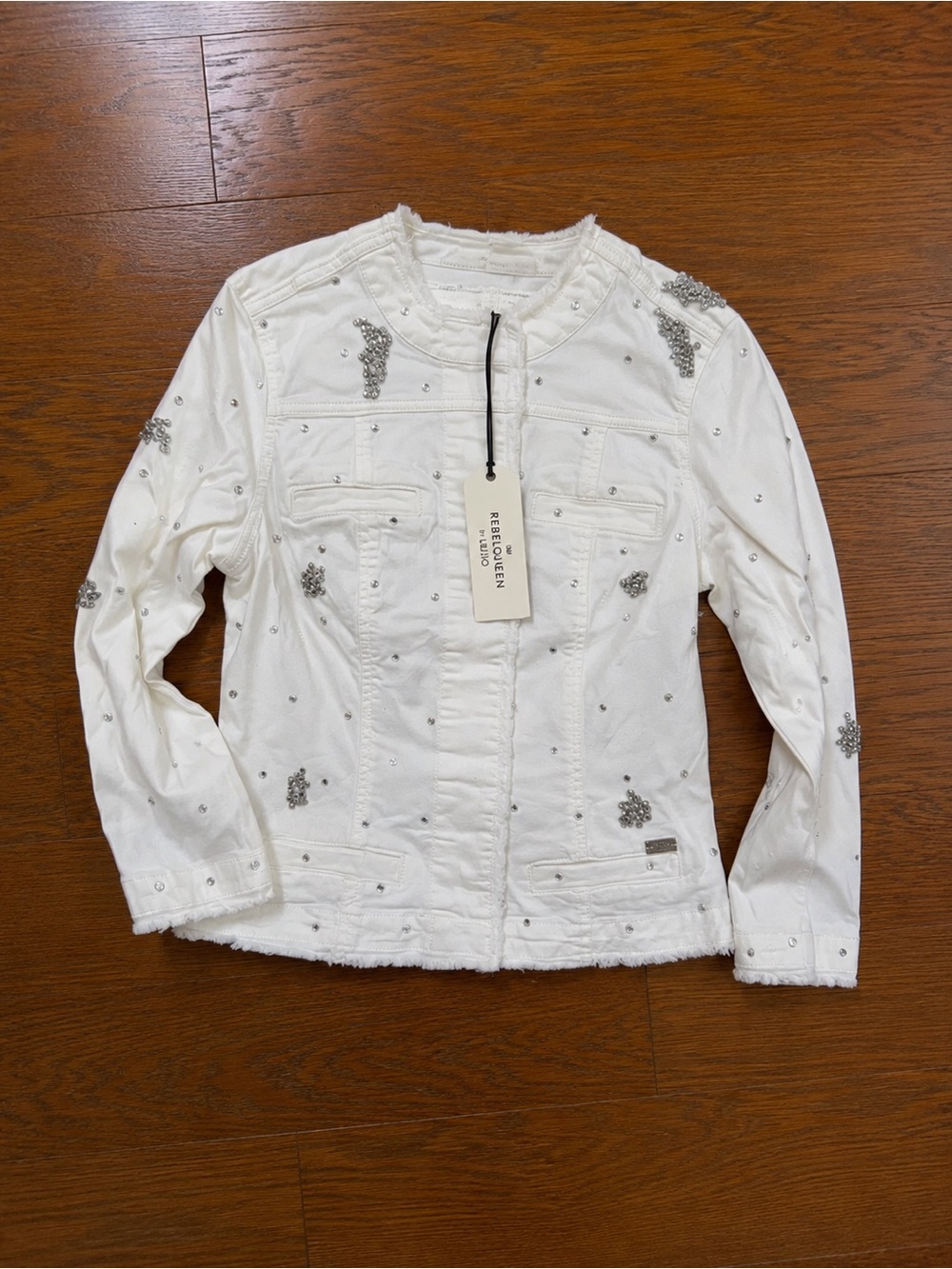 Liu Jo White Embellished Denim Jacket Sz M